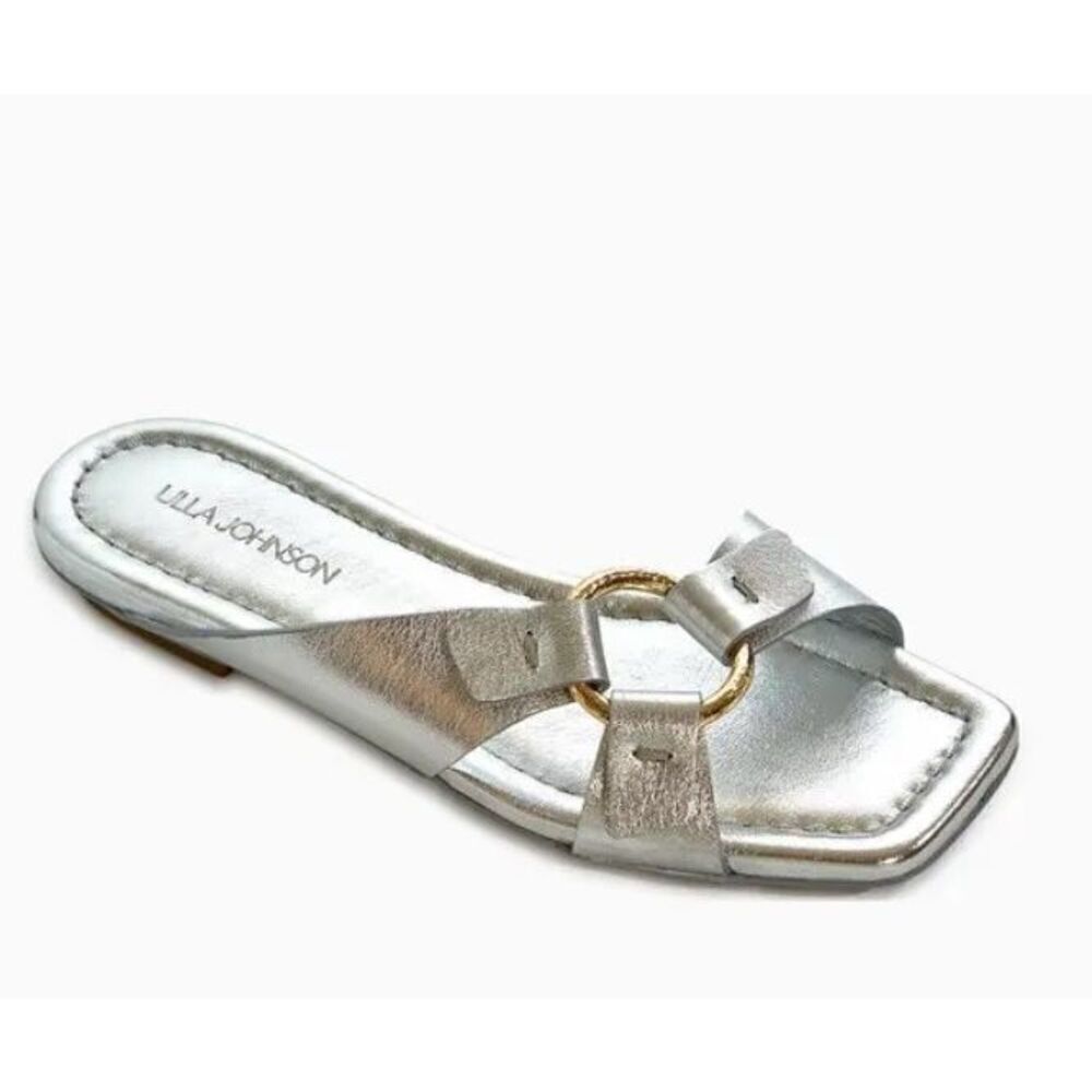 ULLA JOHNSON Anya Slide Shoes in Silver NWB Size 41